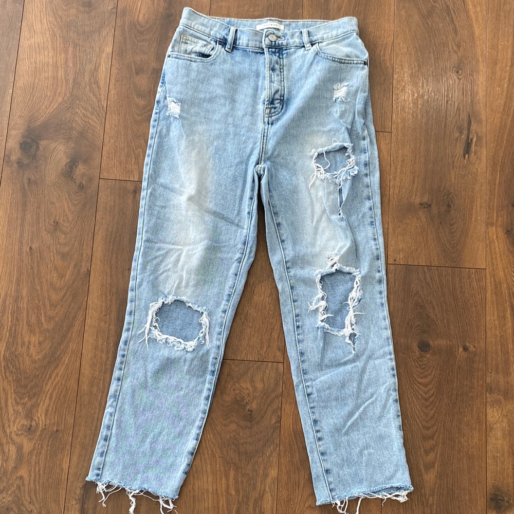 Pacsun High Rise Straight Jeans Women’s 28 Light Wash Distressed Button Fly